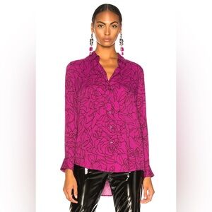 Equipment Cornelia Fuchsia & Black Floral Button Up Top